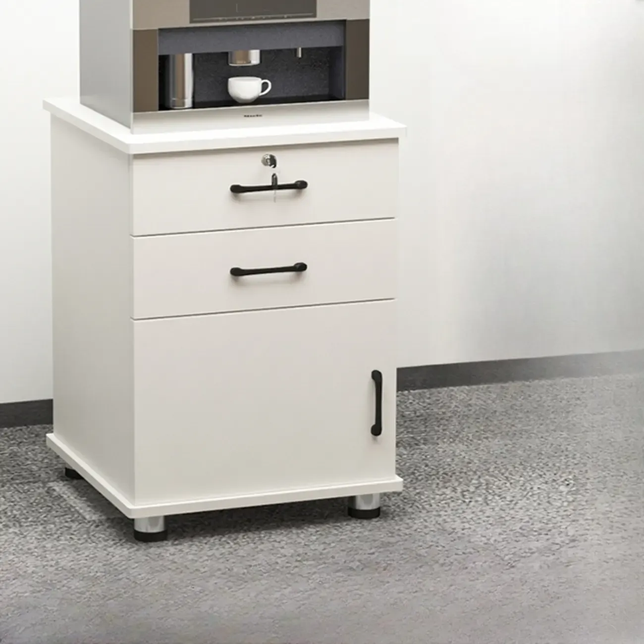Elegant Wooden Filing Cabinet with Lock and Casters for Office Image - 21