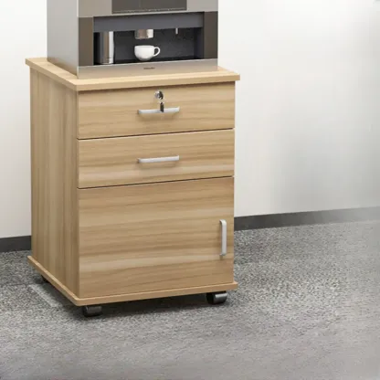 Elegant Wooden Filing Cabinet with Lock and Casters for Office Image - 22