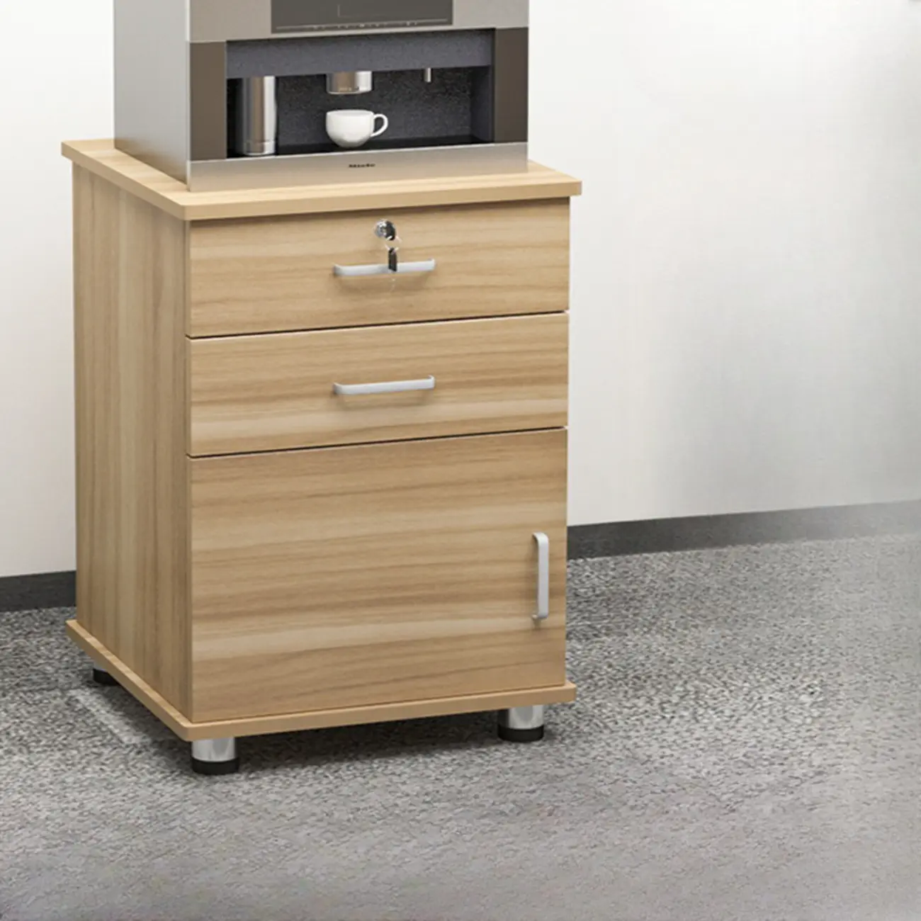 Elegant Wooden Filing Cabinet with Lock and Casters for Office Image - 24 | homeyfad