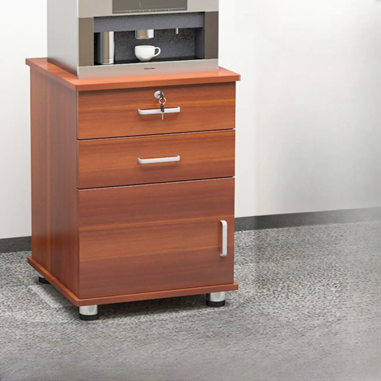 Elegant Wooden Filing Cabinet with Lock and Casters for Office Image - 32 | homeyfad