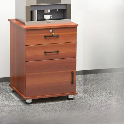 Elegant Wooden Filing Cabinet with Lock and Casters for Office Image - 33