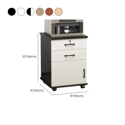 Elegant Wooden Filing Cabinet with Lock and Casters for Office #size