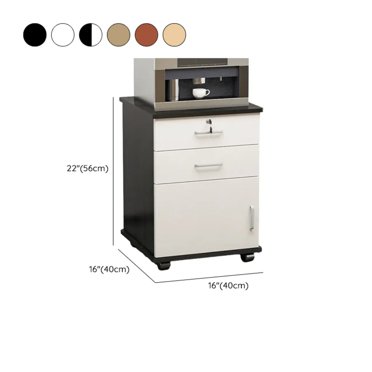 Elegant Wooden Filing Cabinet with Lock and Casters for Office Image - 35