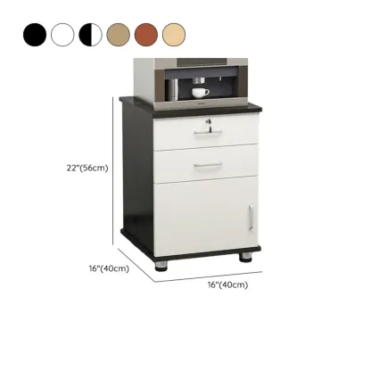 Elegant Wooden Filing Cabinet with Lock and Casters for Office Image - 37