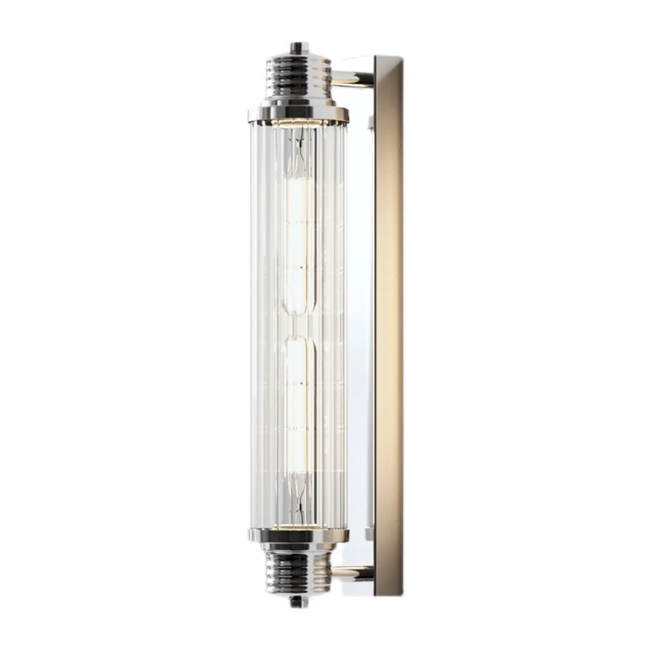 Chrome Glass Cylinder Vertical Wall Sconce Image - 7 | homeyfad