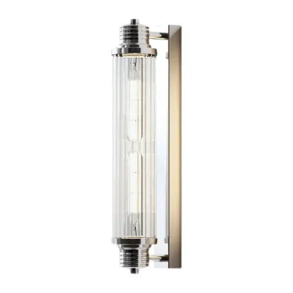Chrome Glass Cylinder Vertical Wall Sconce Image - 7