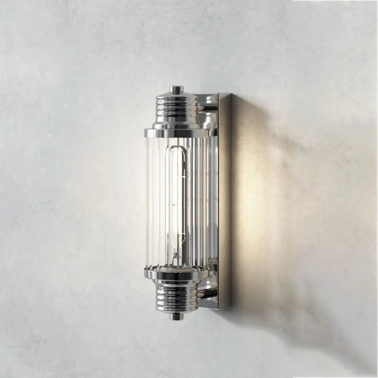 Chrome Glass Cylinder Vertical Wall Sconce Image - 4 | homeyfad