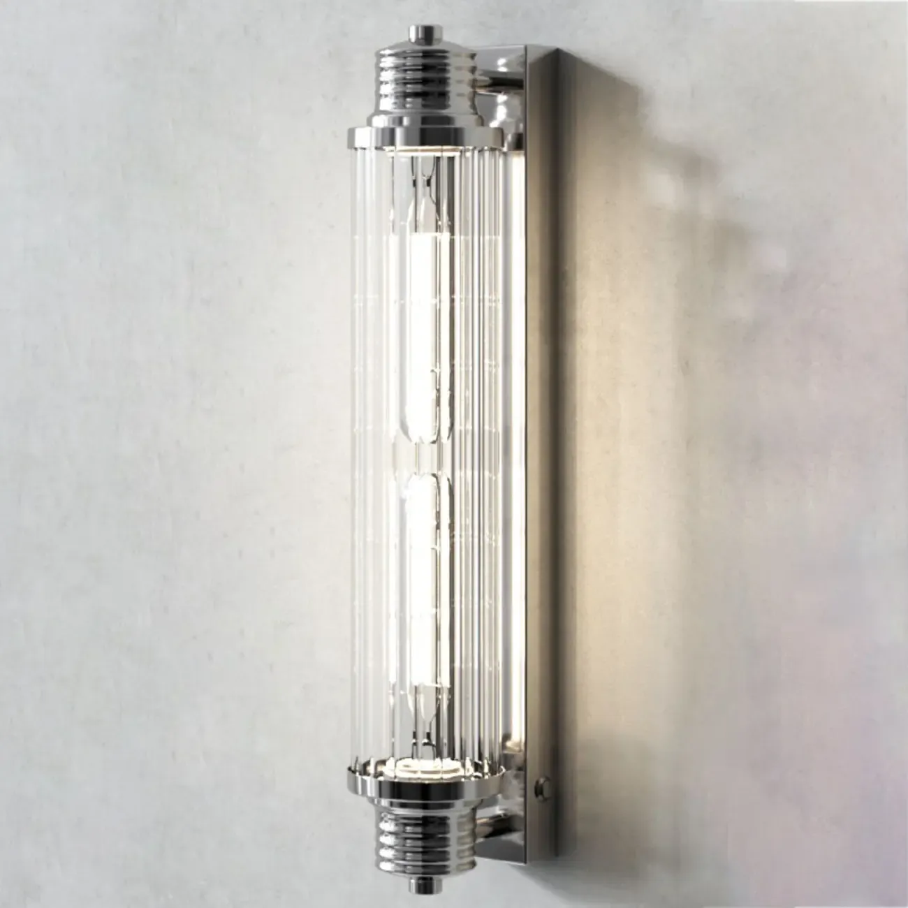 Chrome Glass Cylinder Vertical Wall Sconce Image - 6