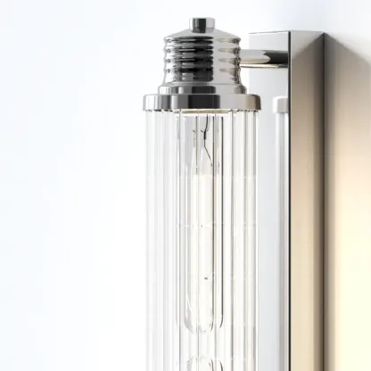 Chrome Glass Cylinder Vertical Wall Sconce Image - 8