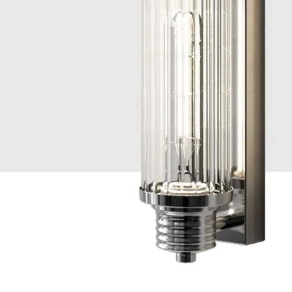 Chrome Glass Cylinder Vertical Wall Sconce Image - 9