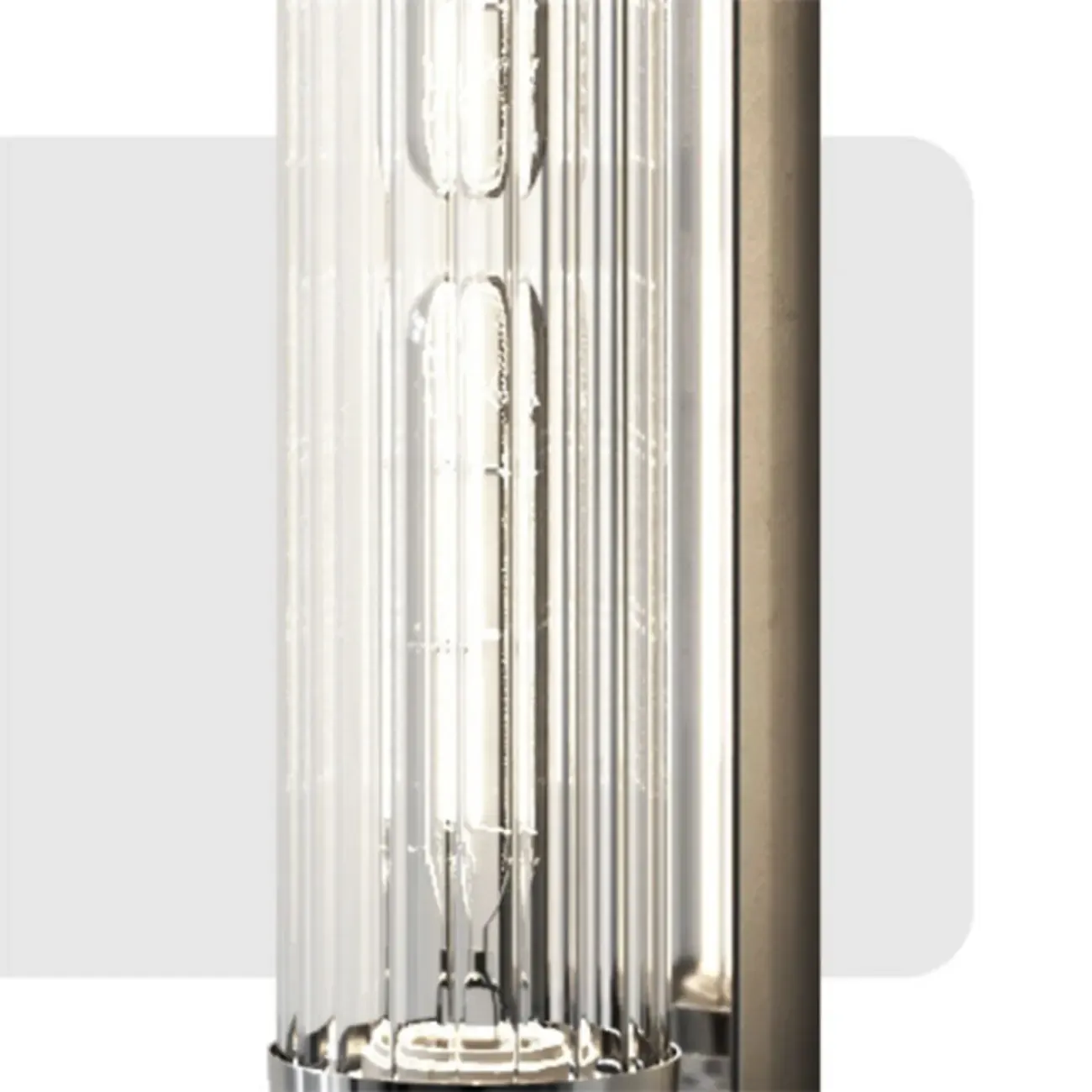 Chrome Glass Cylinder Vertical Wall Sconce Image - 10