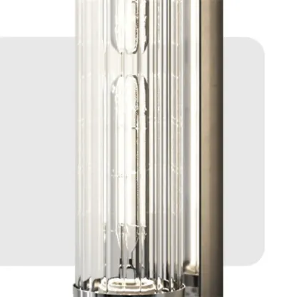 Chrome Glass Cylinder Vertical Wall Sconce Image - 10
