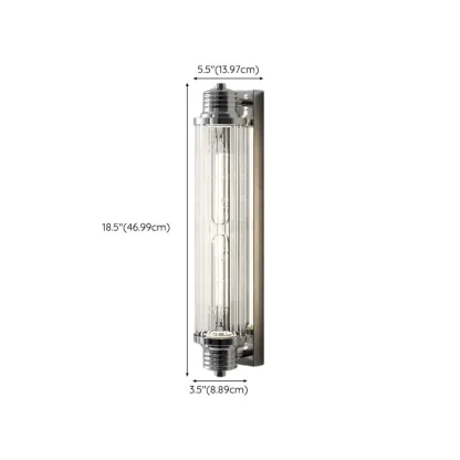 Chrome Glass Cylinder Vertical Wall Sconce #size