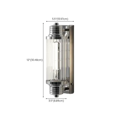 Chrome Glass Cylinder Vertical Wall Sconce Image - 12