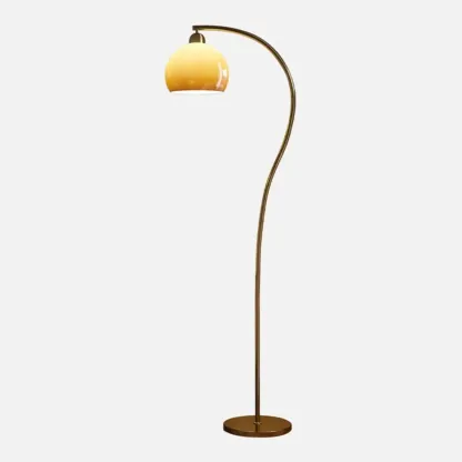 Modern Arc Floor Lamp with Glass Dome Shade for Living Room