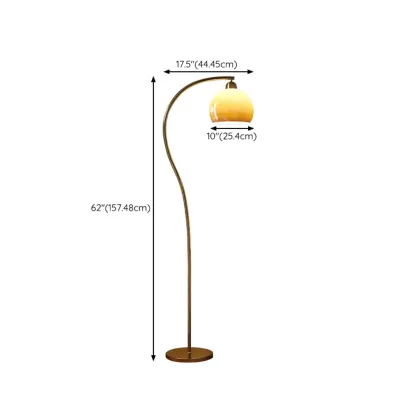 Modern Arc Floor Lamp with Glass Dome Shade for Living Room