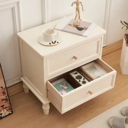 Classic Pure White Wood 3-Drawer Nightstand Image - 5