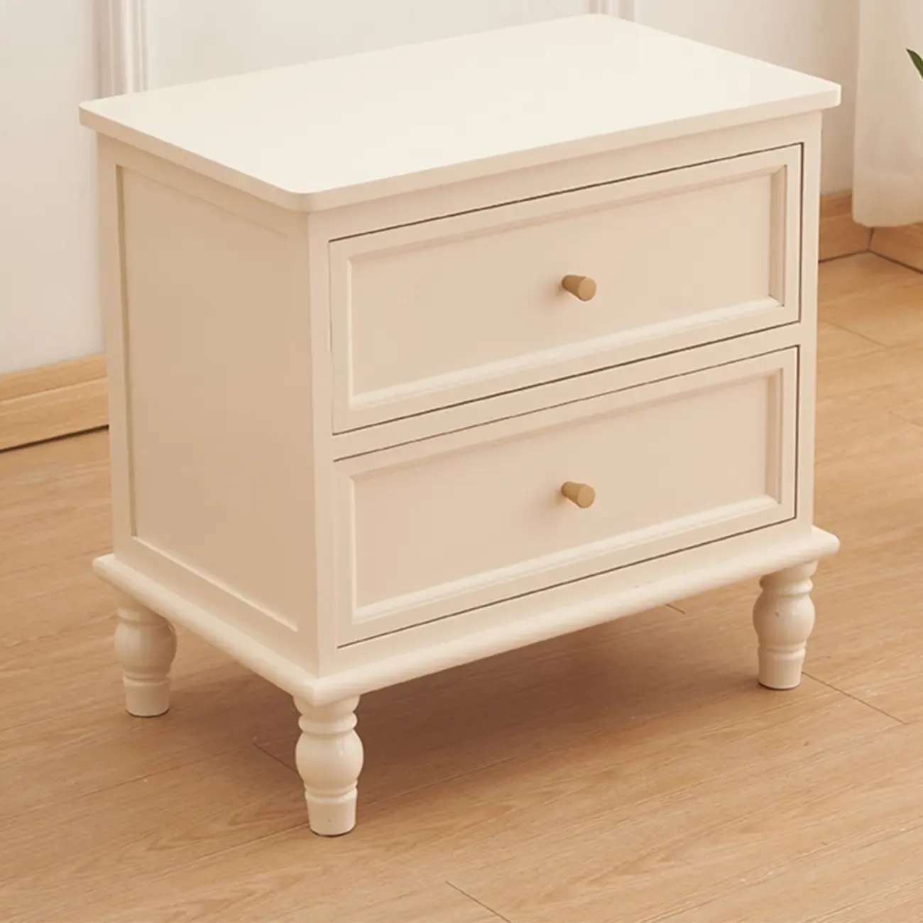Classic Pure White Wood 3-Drawer Nightstand Image - 3