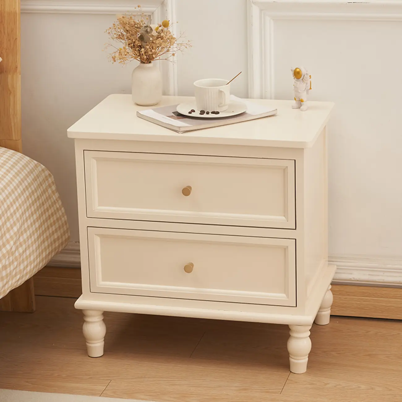 Classic Pure White Wood 3-Drawer Nightstand Image - 7 | homeyfad