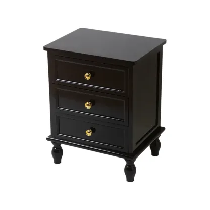 Classic Pure White Wood 3-Drawer Nightstand Image - 10