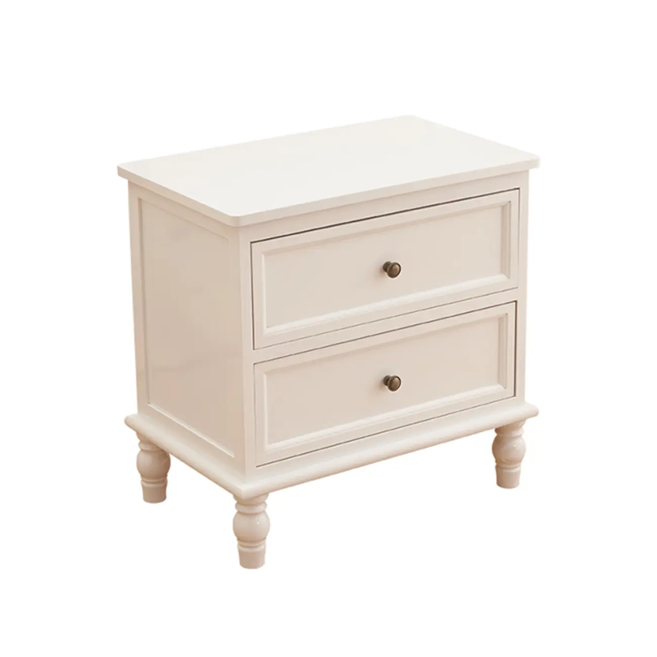 Classic Pure White Wood 3-Drawer Nightstand Image - 11 | homeyfad