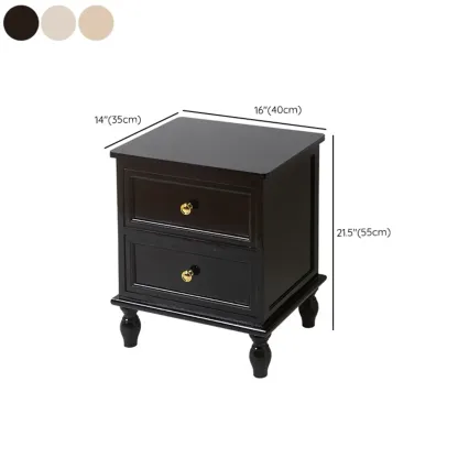 Classic Pure White Wood 3-Drawer Nightstand #size