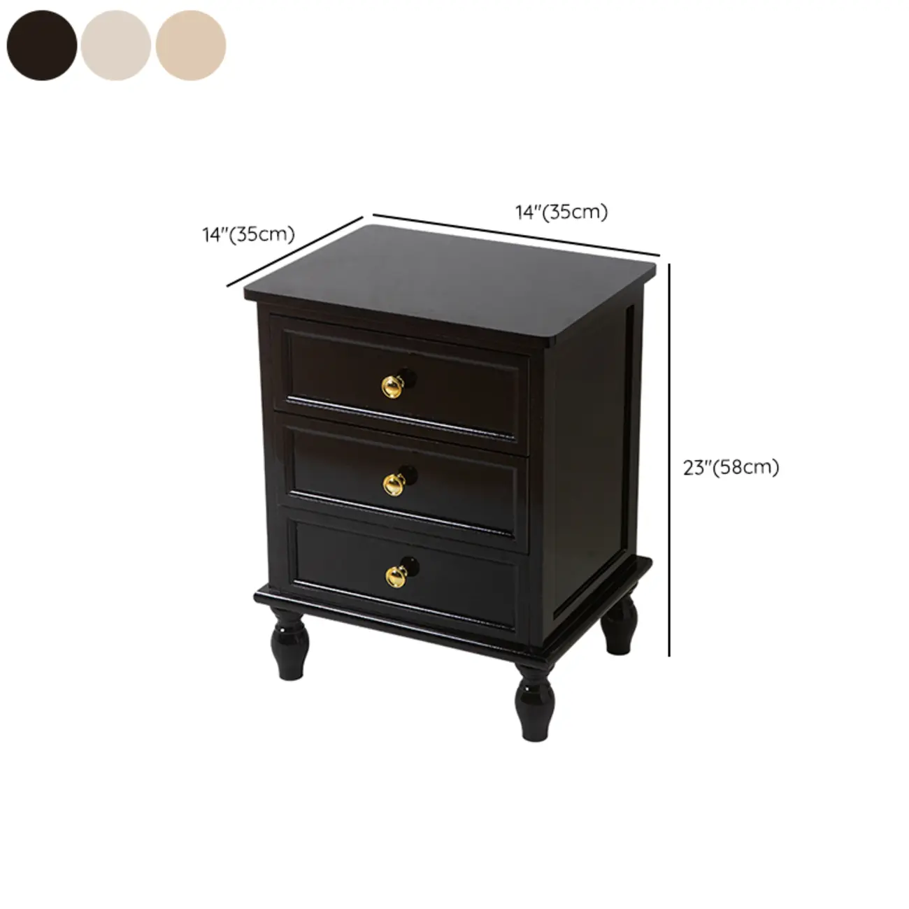 Classic Pure White Wood 3-Drawer Nightstand Image - 17 | homeyfad