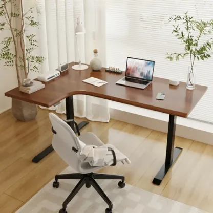 71in L-Shaped Wood Adjustable Standing Desk Image - 1
