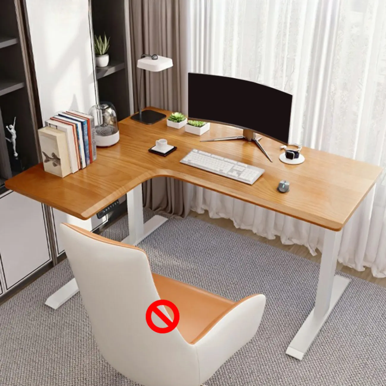 71in L-Shaped Wood Adjustable Standing Desk Image - 5 | homeyfad