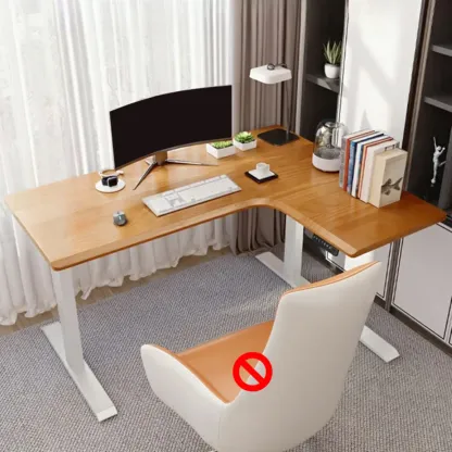 71in L-Shaped Wood Adjustable Standing Desk Image - 6