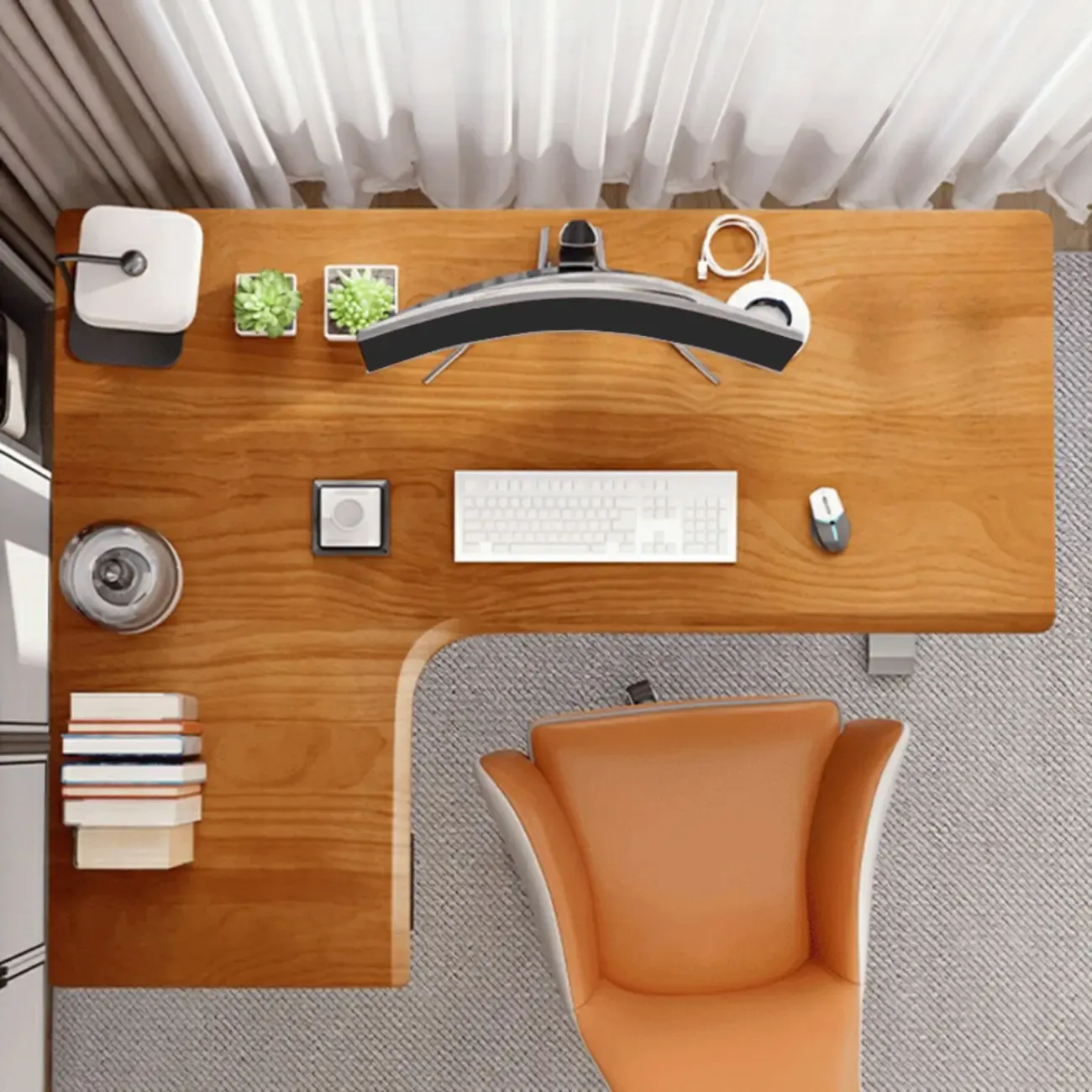 71in L-Shaped Wood Adjustable Standing Desk Image - 3
