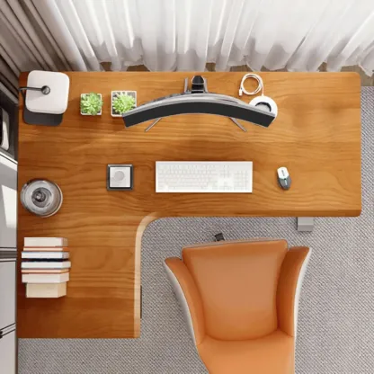 71in L-Shaped Wood Adjustable Standing Desk Image - 3