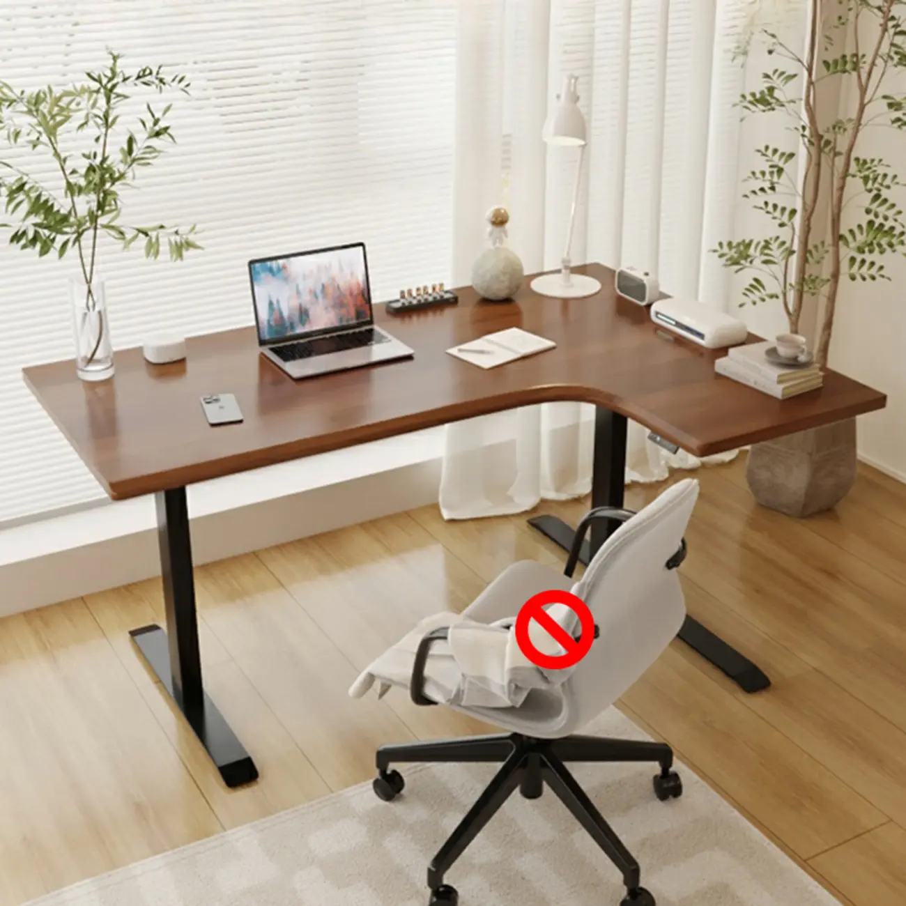 71in L-Shaped Wood Adjustable Standing Desk Image - 8 | homeyfad