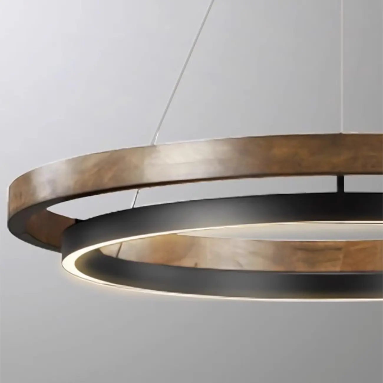 Stylish Aluminum Linear 2 Tiers Ring Chandelier Image - 4 | homeyfad