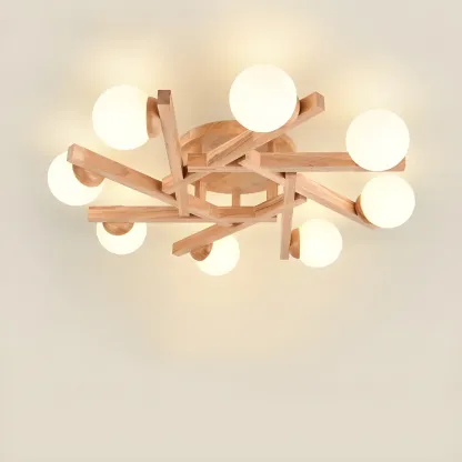 Modern Glass Shade LED Semi Flush Ceiling Light for Living Room Image - 2