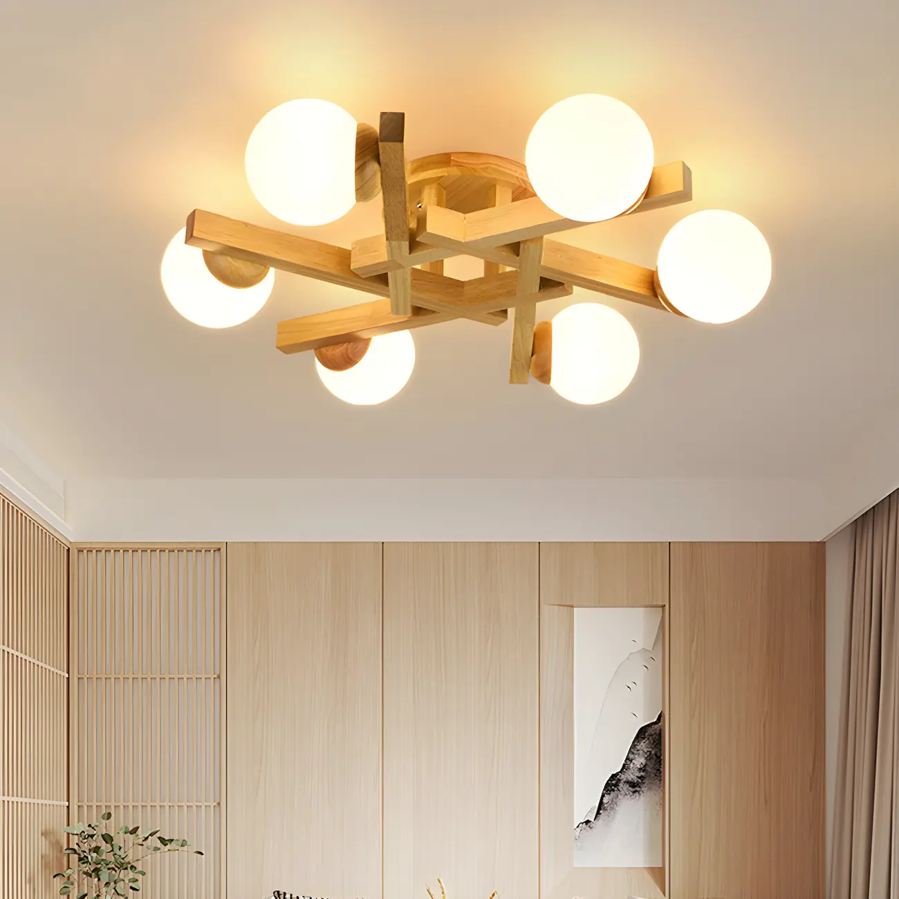 Modern Glass Shade LED Semi Flush Ceiling Light for Living Room Image - 1 | homeyfad