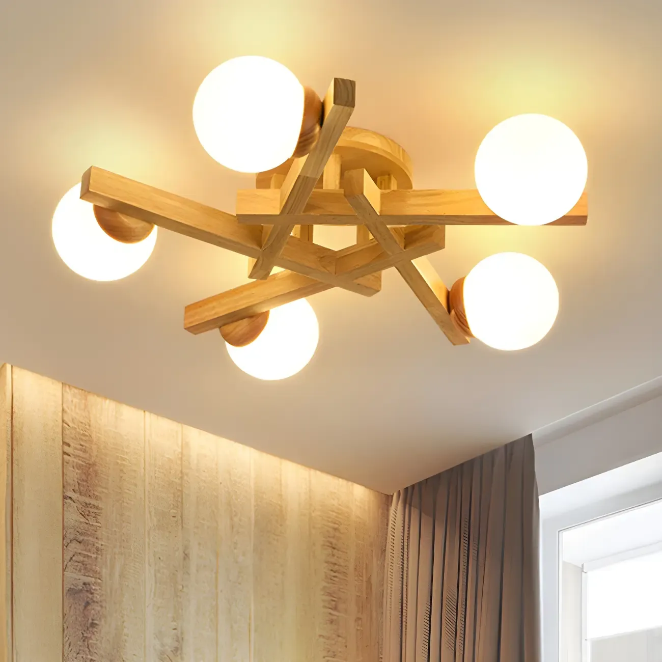 Modern Glass Shade LED Semi Flush Ceiling Light for Living Room Image - 17
