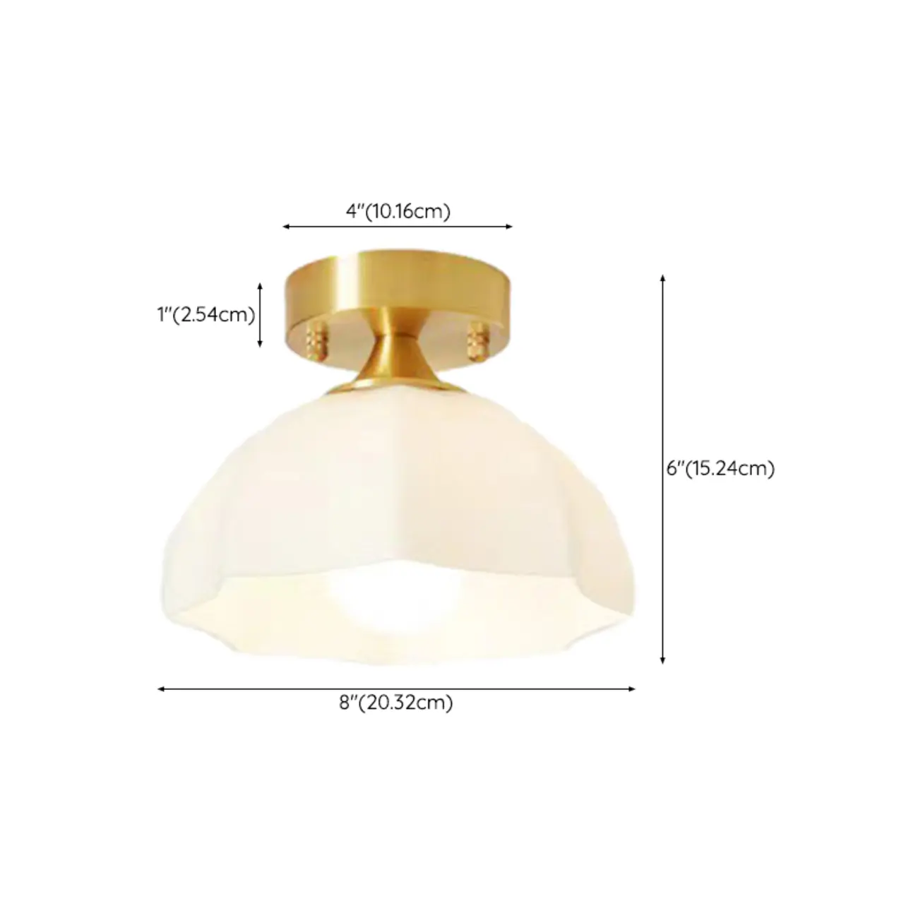White Floral Glass Shade Gold Semi Flush Ceiling Light #size | homeyfad