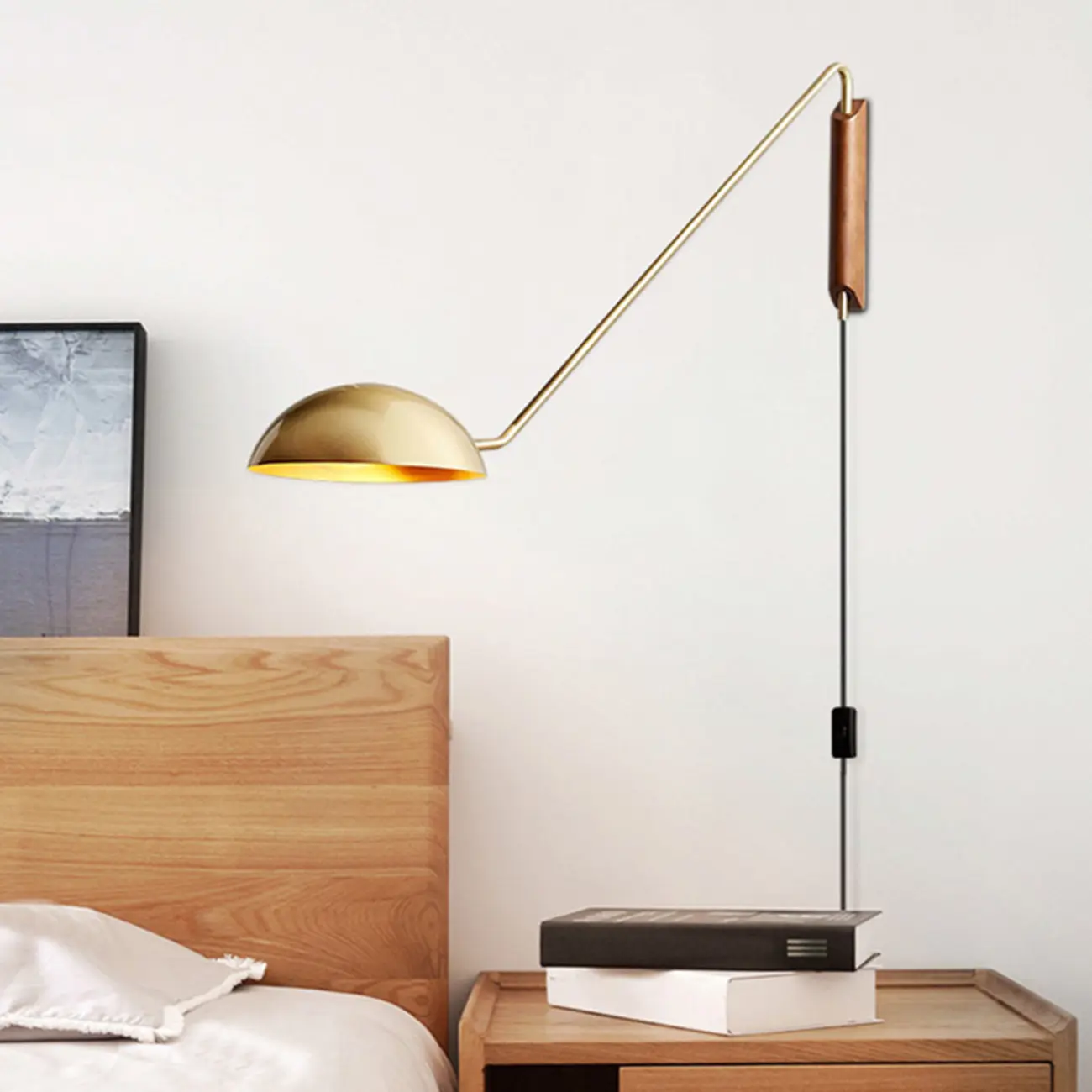 Rounded Dome Metal Simplicity 1-Light Swing Arm Wall Light Image - 1 | homeyfad