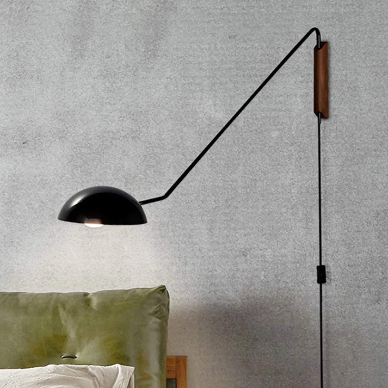 Rounded Dome Metal Simplicity 1-Light Swing Arm Wall Light Image - 2 | homeyfad