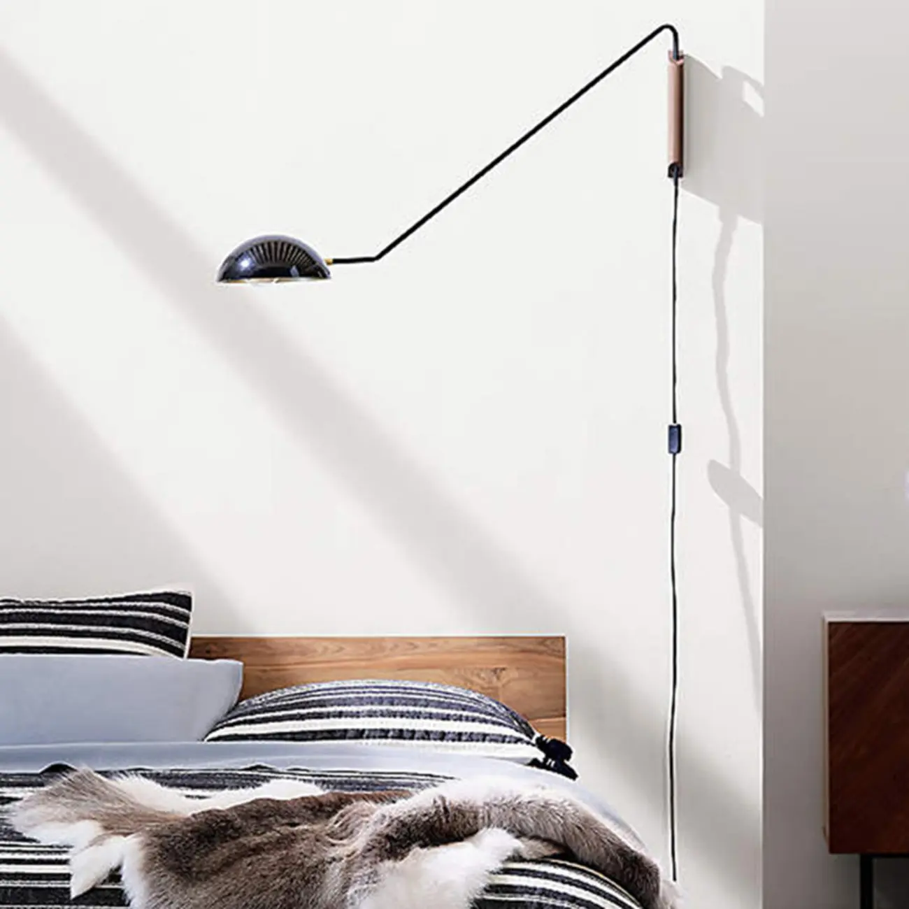 Rounded Dome Metal Simplicity 1-Light Swing Arm Wall Light Image - 3 | homeyfad