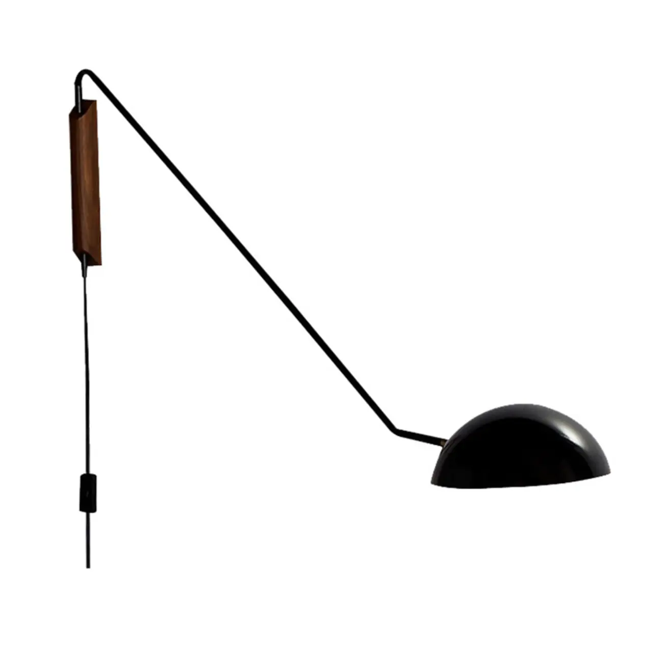 Rounded Dome Metal Simplicity 1-Light Swing Arm Wall Light Image - 5 | homeyfad