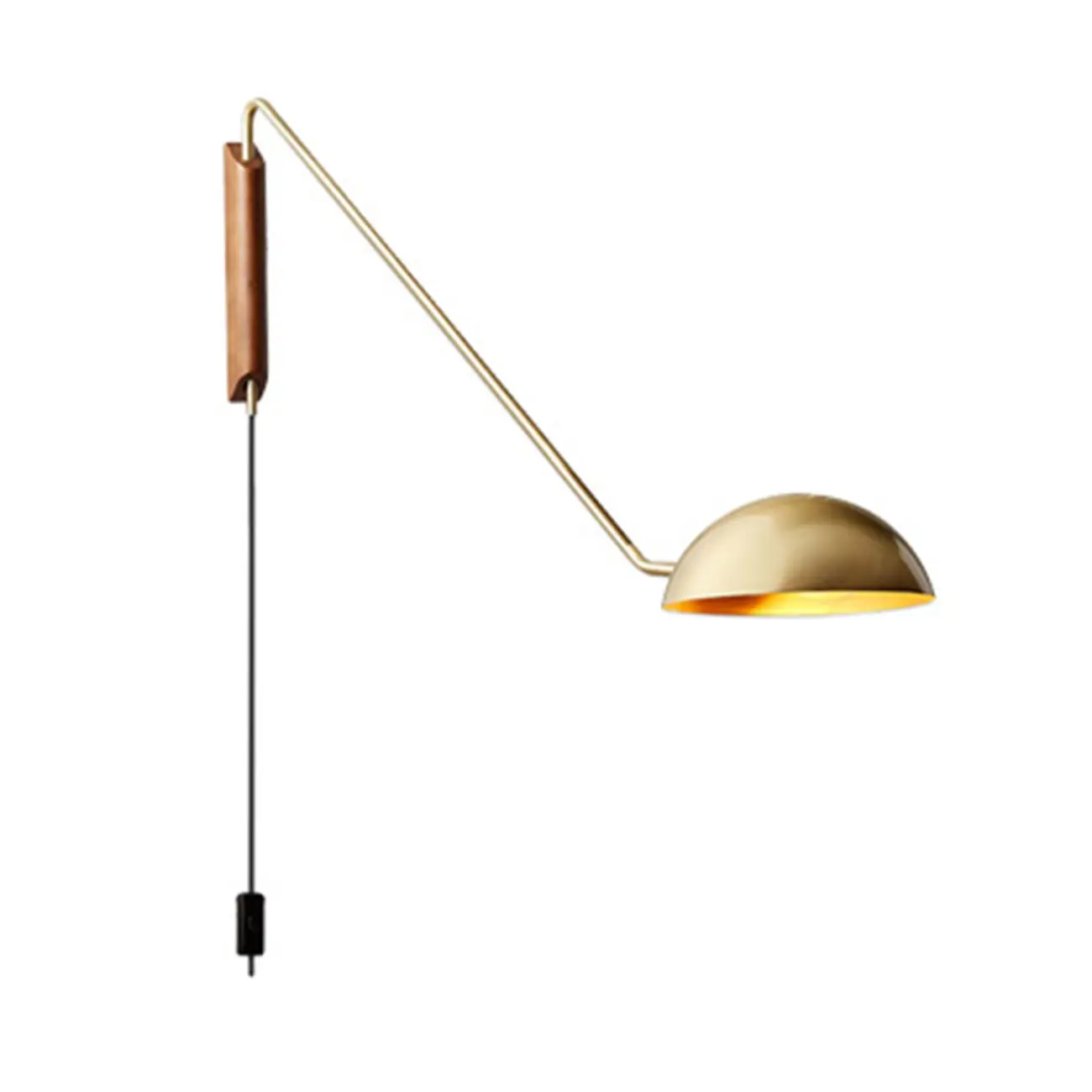 Rounded Dome Metal Simplicity 1-Light Swing Arm Wall Light Image - 7 | homeyfad