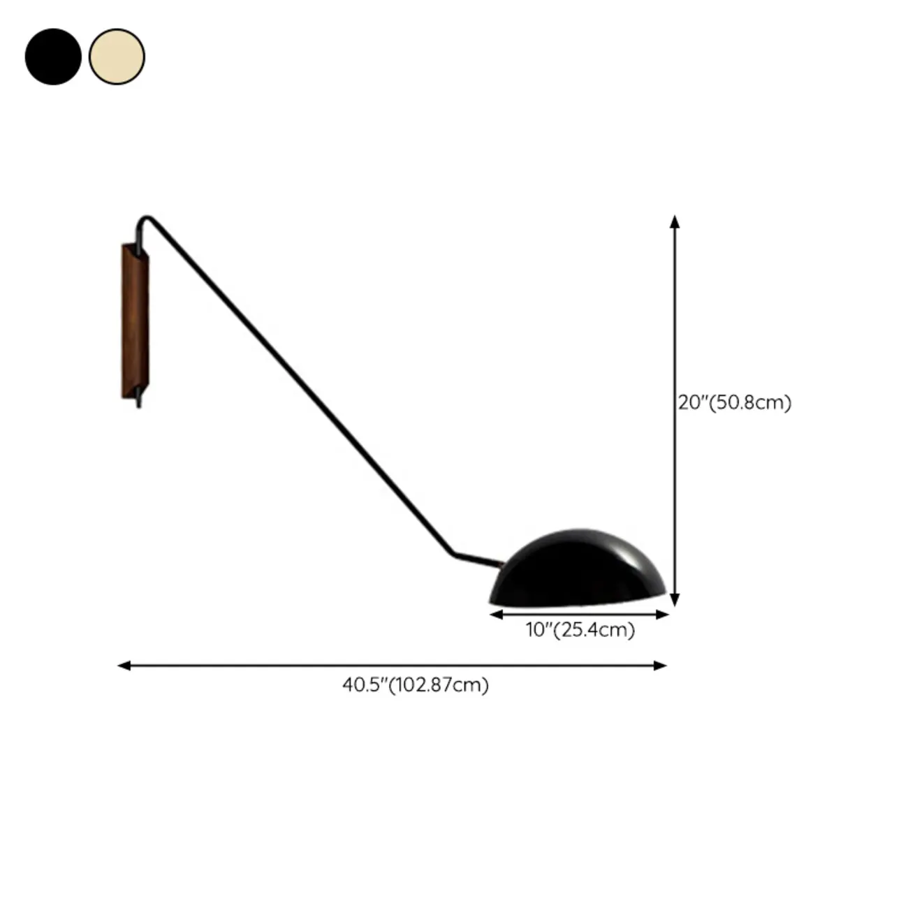 Rounded Dome Metal Simplicity 1-Light Swing Arm Wall Light #size