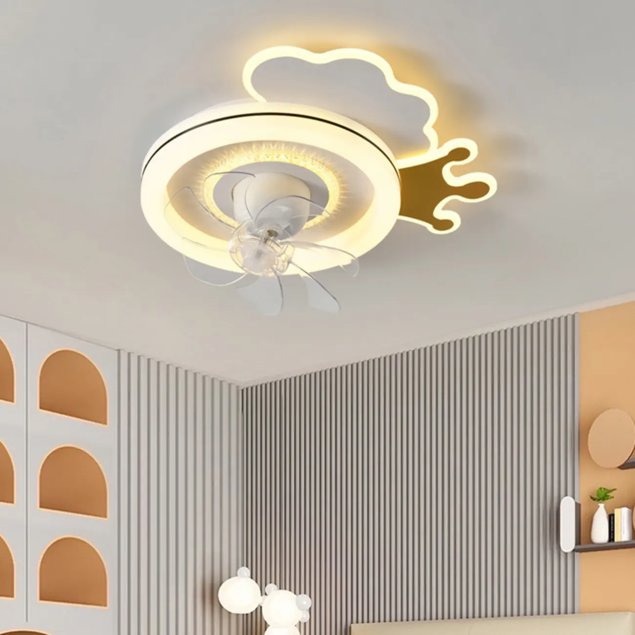 Kids Room Cute Crown Ceiling Fan with LED Light Image - 2 | homeyfad