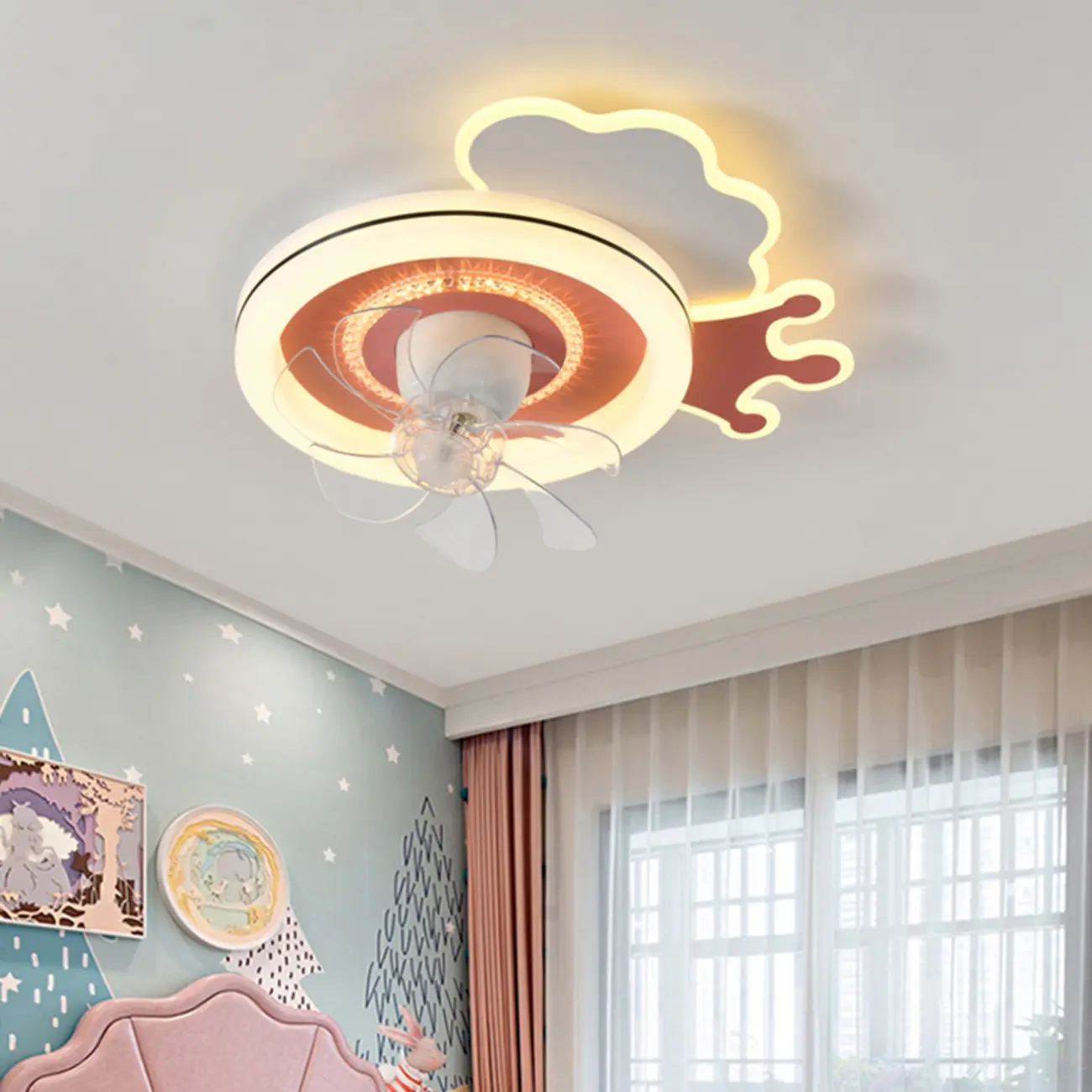 Kids Room Cute Crown Ceiling Fan with LED Light Image - 1 | homeyfad