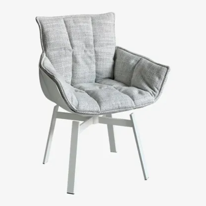 Swivel Modern Faux Leather Armrest Dining Chair Low Bak Image - 5