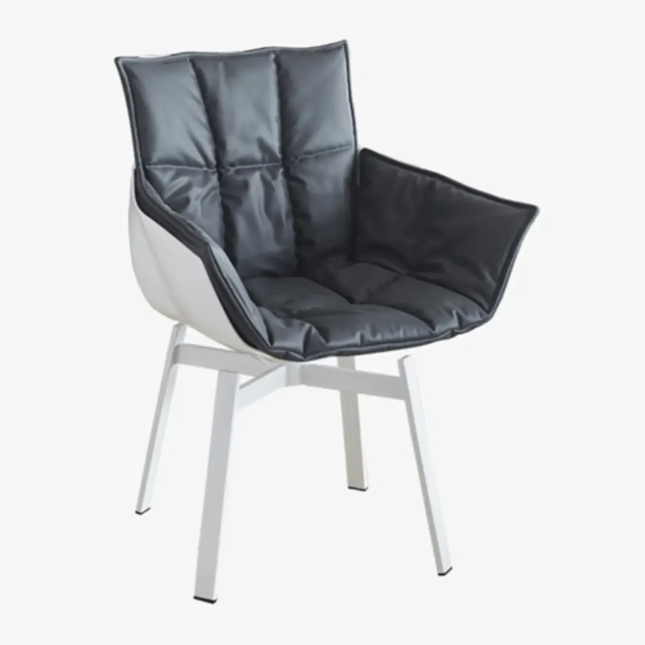 Swivel Modern Faux Leather Armrest Dining Chair Low Bak Image - 7