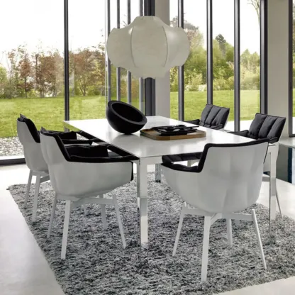 Swivel Modern Faux Leather Armrest Dining Chair Low Bak Image - 6