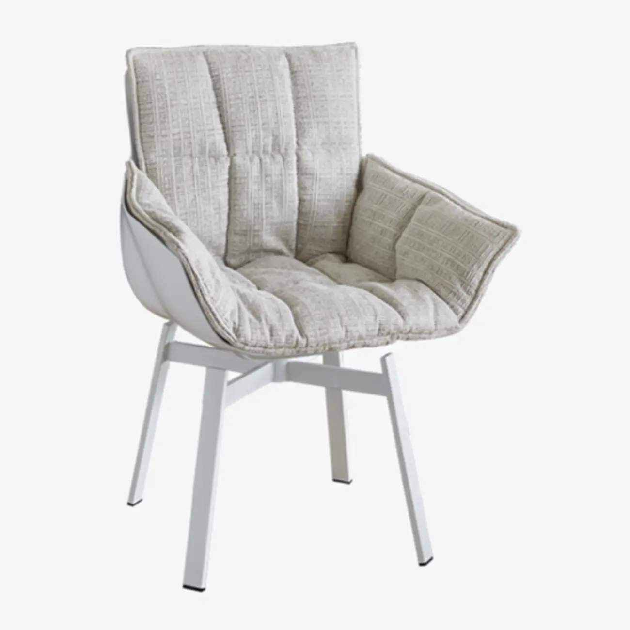 Swivel Modern Faux Leather Armrest Dining Chair Low Bak Image - 8 | homeyfad